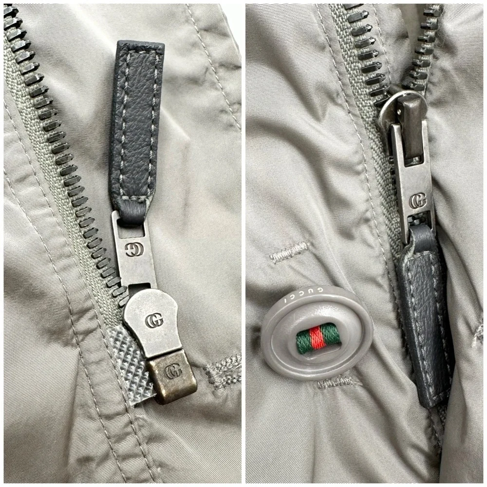 Gucci men’s Nylon Windbreaker Jacket Silver Gray
